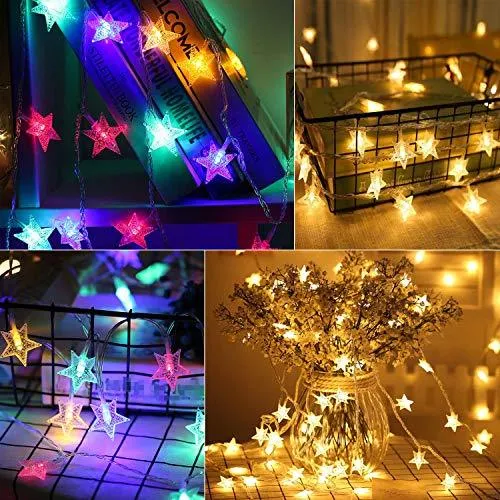 Color Changing Star String Lights Plug in - 33 Feet 100 Led Star Fairy Lights with Remote and Timer