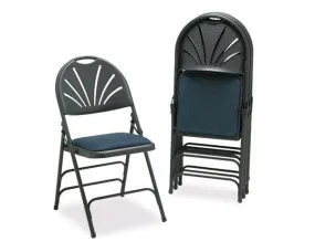 Comfort Series Folding Chair, Black/Blue Maze