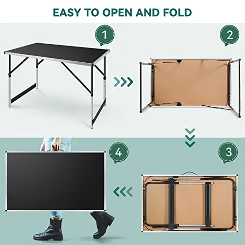 Coobi 24" x 39.5" Folding Table,Ultralight Collapsible with Handle, Height Adjustable,Wooden Desktop for Picnic,Beach,Camp,Travel