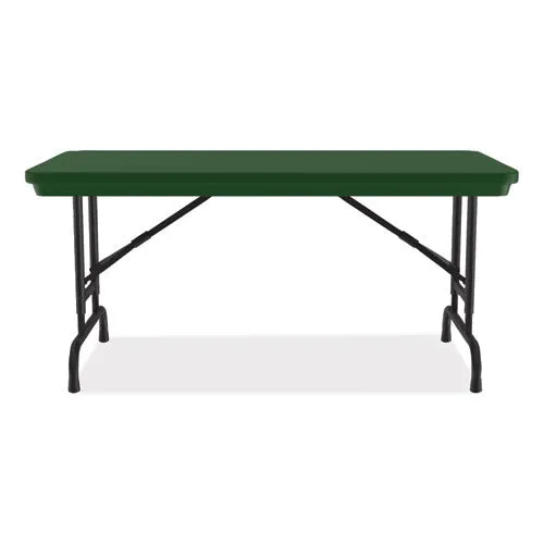 Correll Adjustable Folding Table Rectangular 48"x24"x22" To 32" Green Top Black Legs 4/pallet