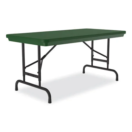 Correll Adjustable Folding Table Rectangular 48"x24"x22" To 32" Green Top Black Legs 4/pallet
