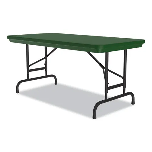 Correll Adjustable Folding Table Rectangular 48"x24"x22" To 32" Green Top Black Legs 4/pallet