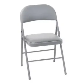 Cosco Indoor Gray Metal Steel Padded Vinyl Standard Folding Chair