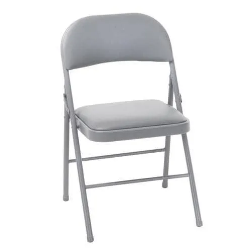 Cosco Indoor Gray Metal Steel Padded Vinyl Standard Folding Chair