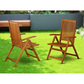 East West Furniture BCNC5NA Celina Outdoor Dining Adjustable Arm Chairs - Acacia Wood, Set of 2, Natural Oil