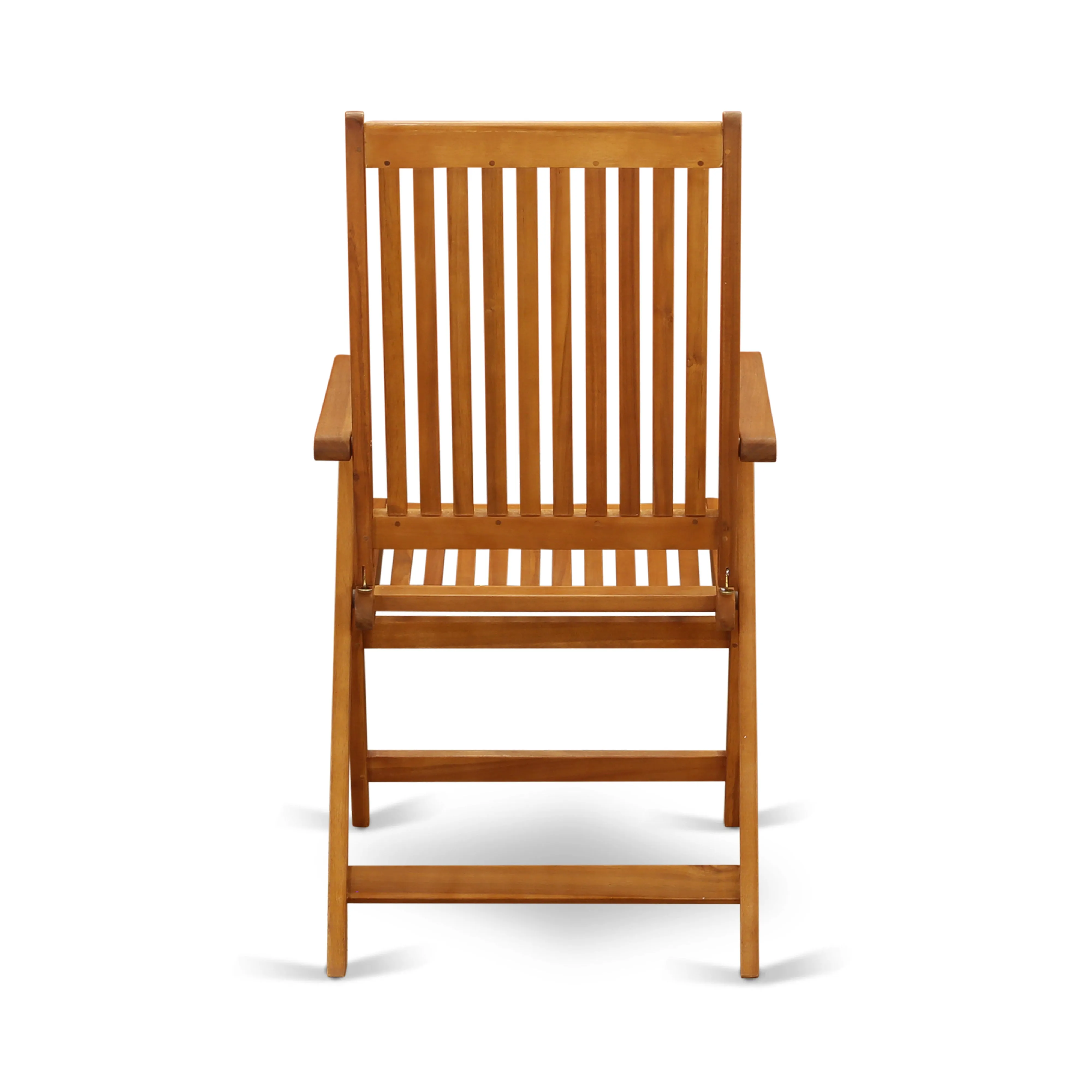 East West Furniture BCNC5NA Celina Outdoor Dining Adjustable Arm Chairs - Acacia Wood, Set of 2, Natural Oil