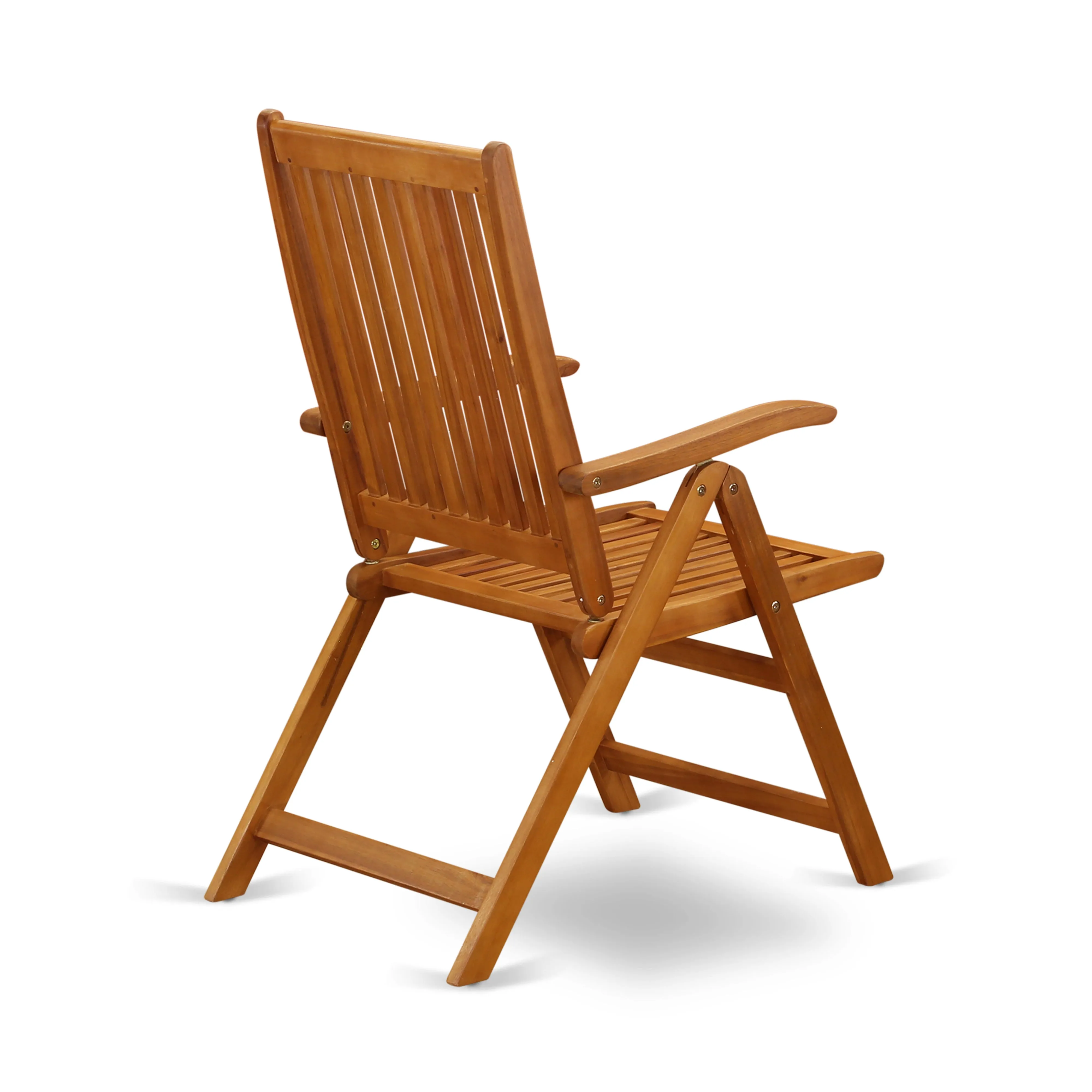 East West Furniture BCNC5NA Celina Outdoor Dining Adjustable Arm Chairs - Acacia Wood, Set of 2, Natural Oil