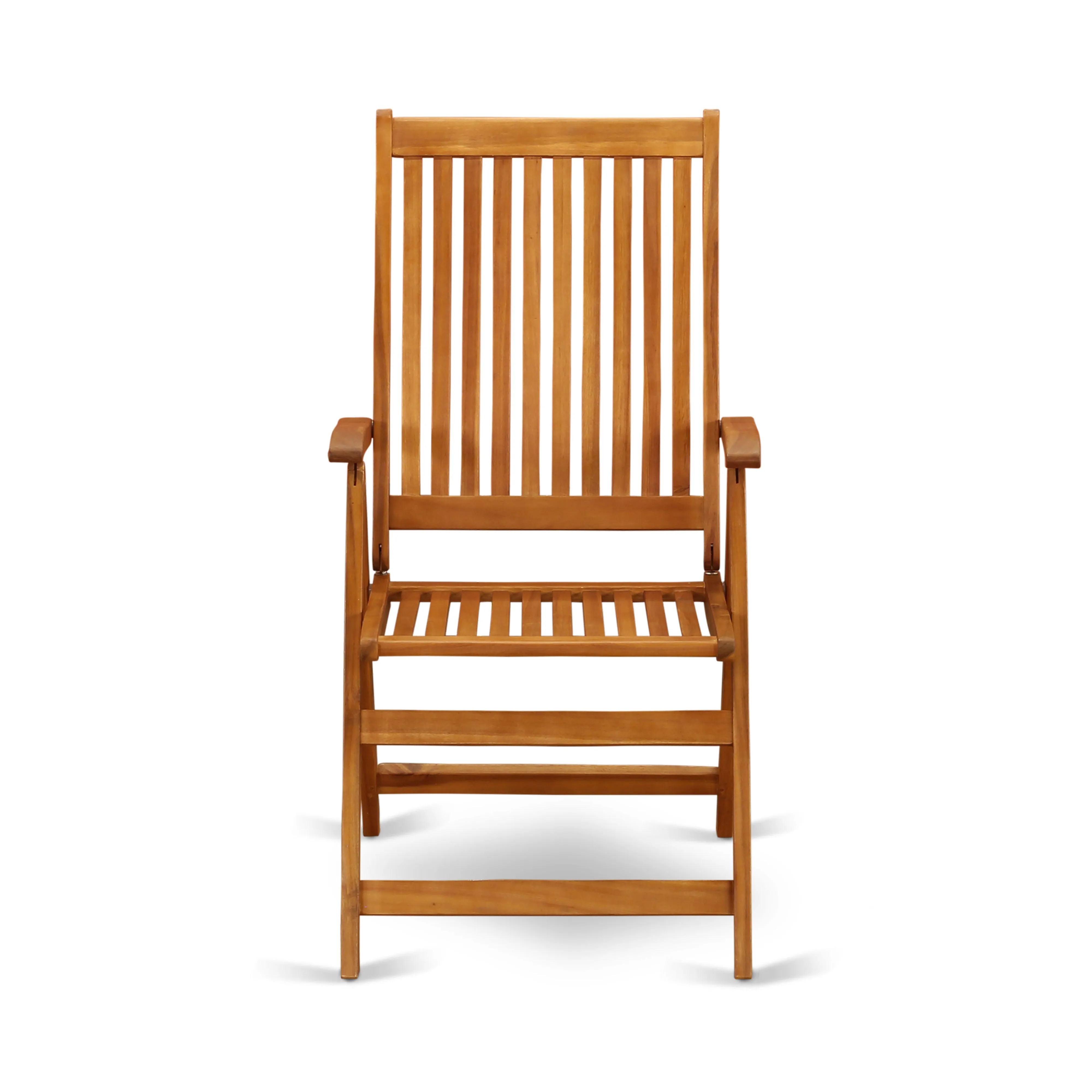 East West Furniture BCNC5NA Celina Outdoor Dining Adjustable Arm Chairs - Acacia Wood, Set of 2, Natural Oil