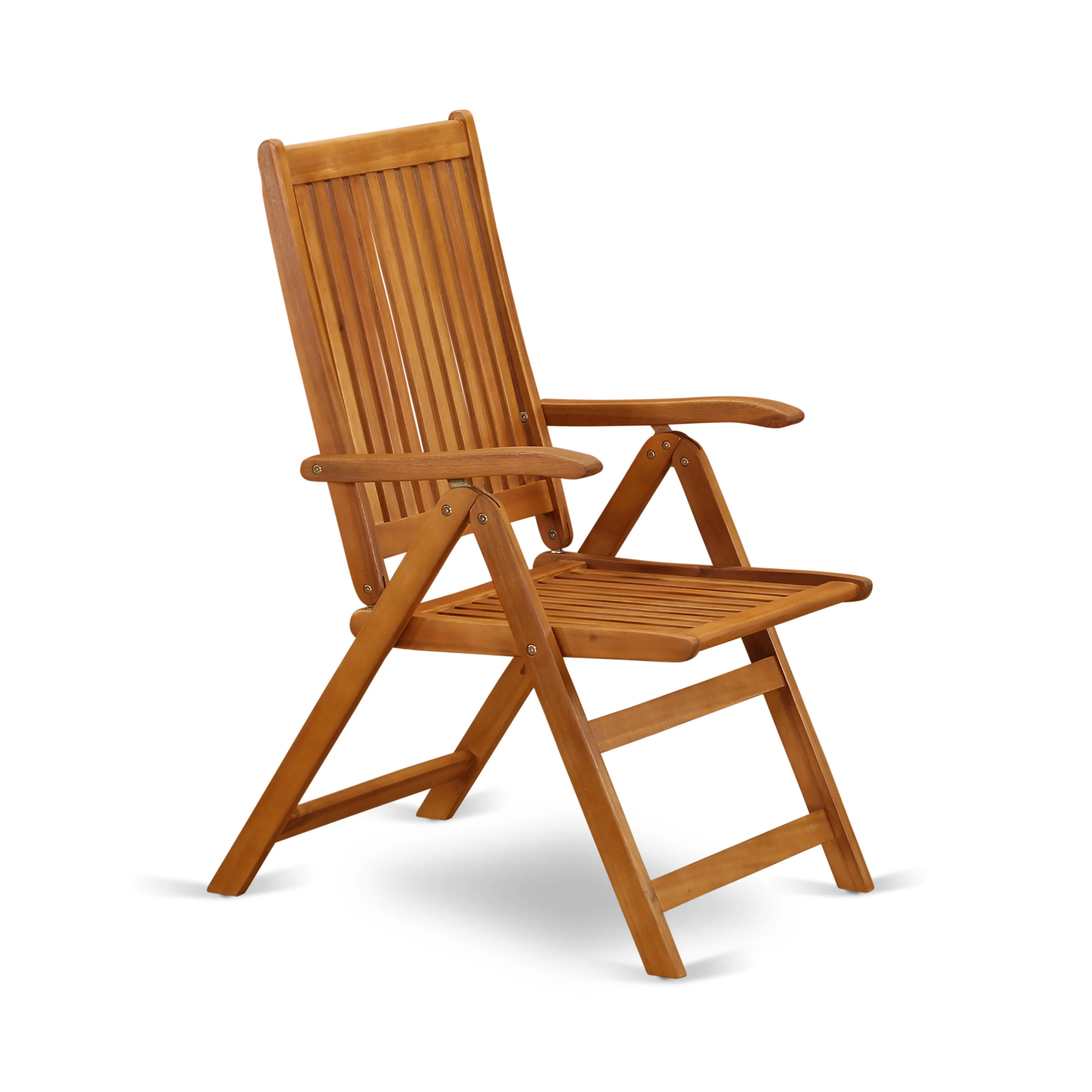 East West Furniture BCNC5NA Celina Outdoor Dining Adjustable Arm Chairs - Acacia Wood, Set of 2, Natural Oil