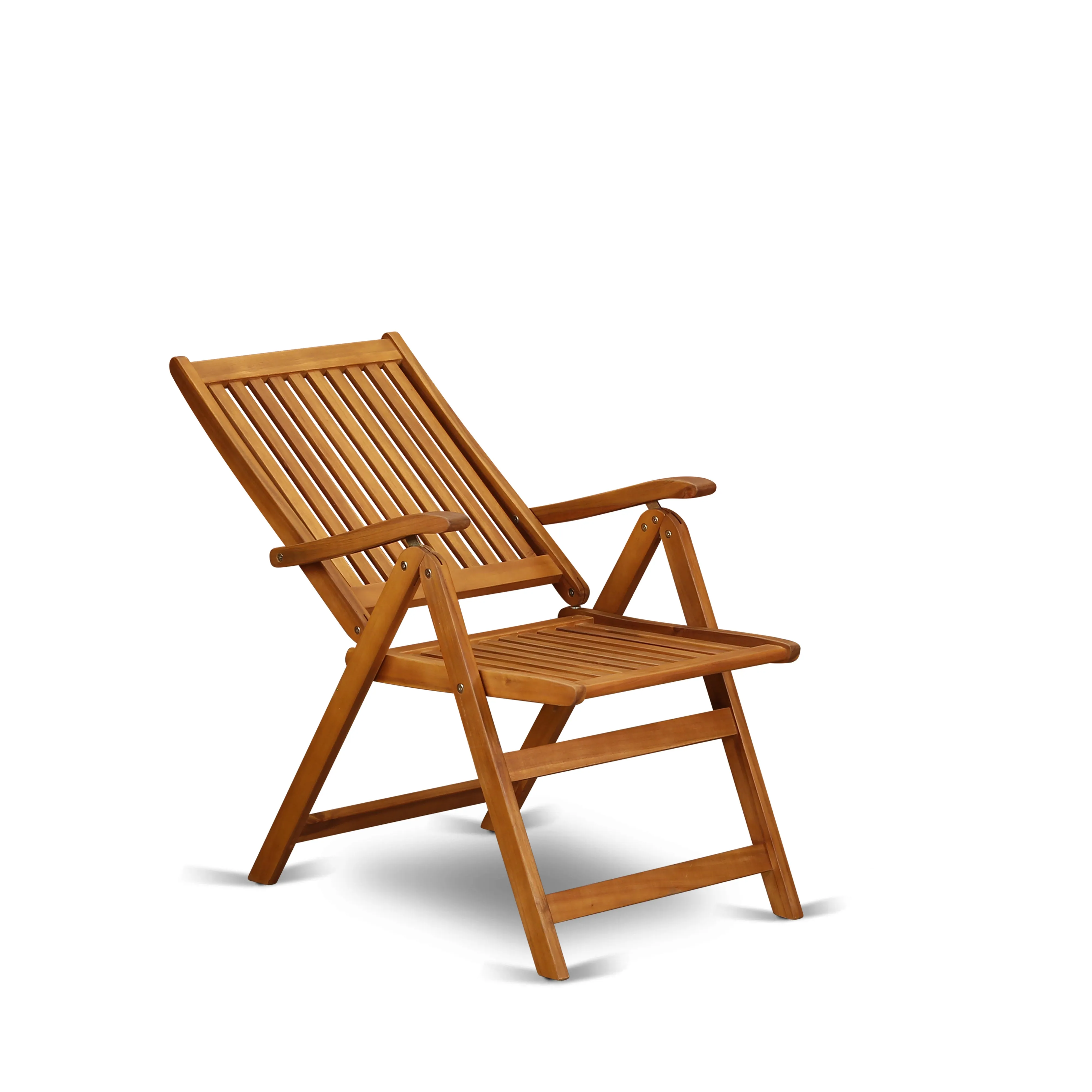 East West Furniture BCNC5NA Celina Outdoor Dining Adjustable Arm Chairs - Acacia Wood, Set of 2, Natural Oil