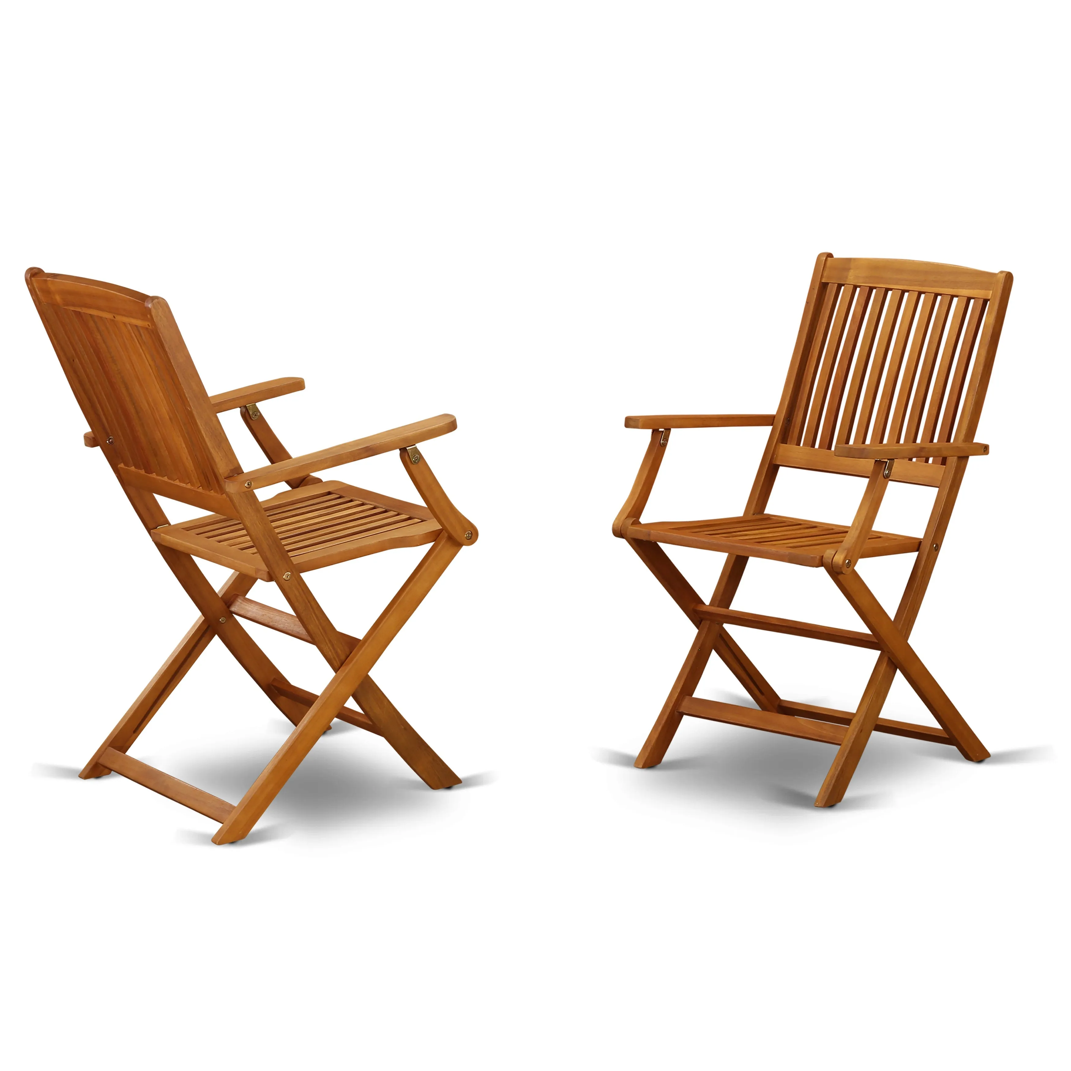 East West Furniture DICM5CANA 5 Piece Patio Bistro Dining Furniture Set Includes an Oval Outdoor Acacia Wood Table and 4 Folding Arm Chairs, 36x60 Inch, Natural Oil