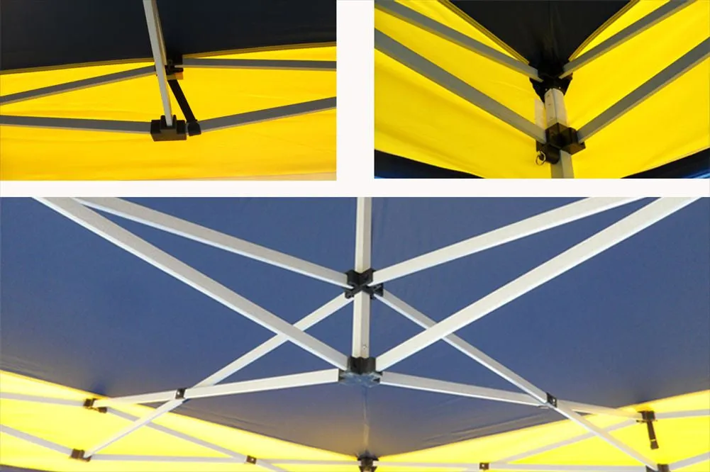 F Model 10'x10' Navy Blue/Yellow - Pop Up Tent Pro