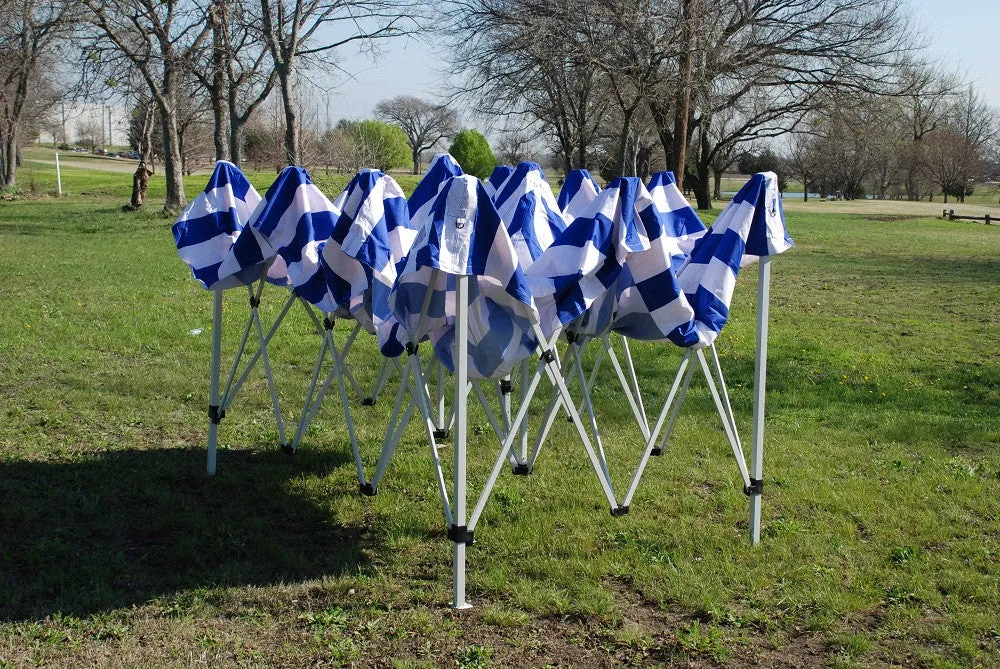 F Model 10'x15' Blue Stripe - Pop Up Tent Pro
