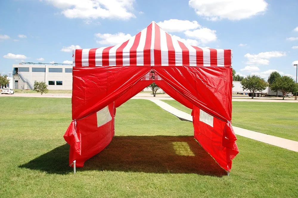 F Model 10'x15' Red Stripe - Pop Up Tent Pro