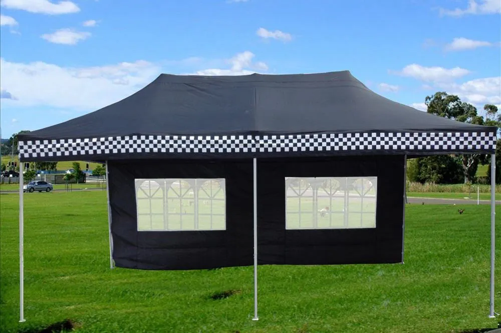 F Model 10'x20' Black Checker - Pop Up Tent Pro