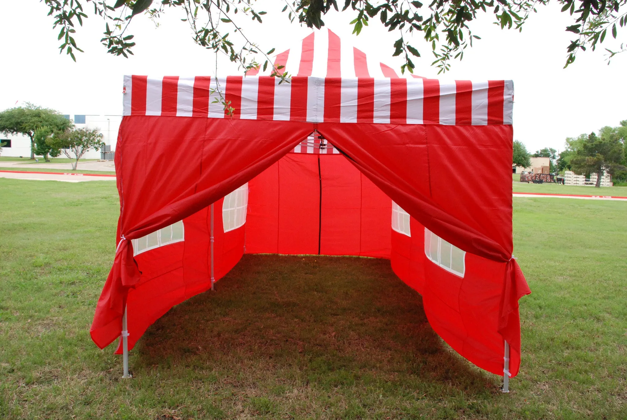 F Model 10'x20' Red Stripe - Pop Up Tent Pro