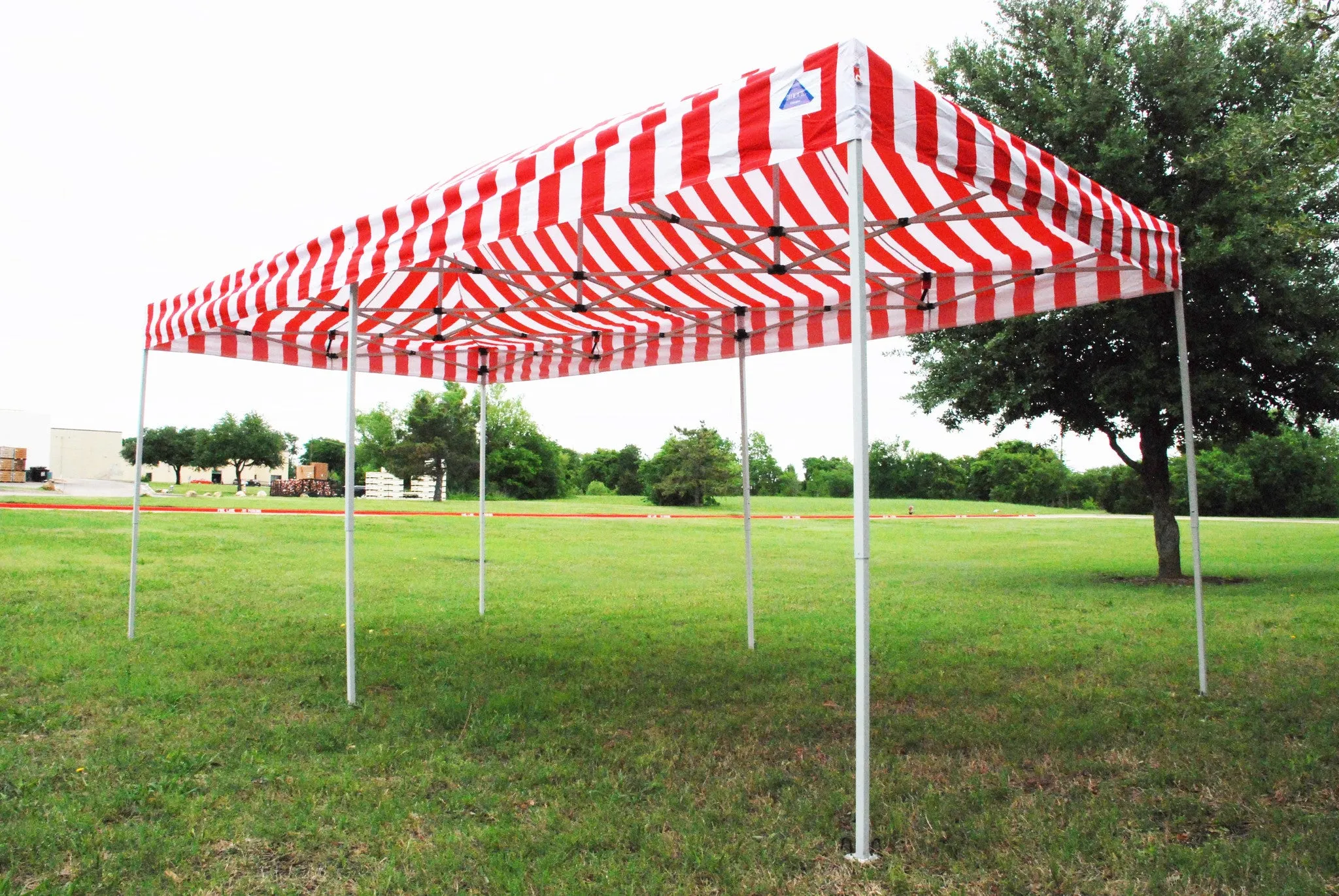 F Model 10'x20' Red Stripe - Pop Up Tent Pro