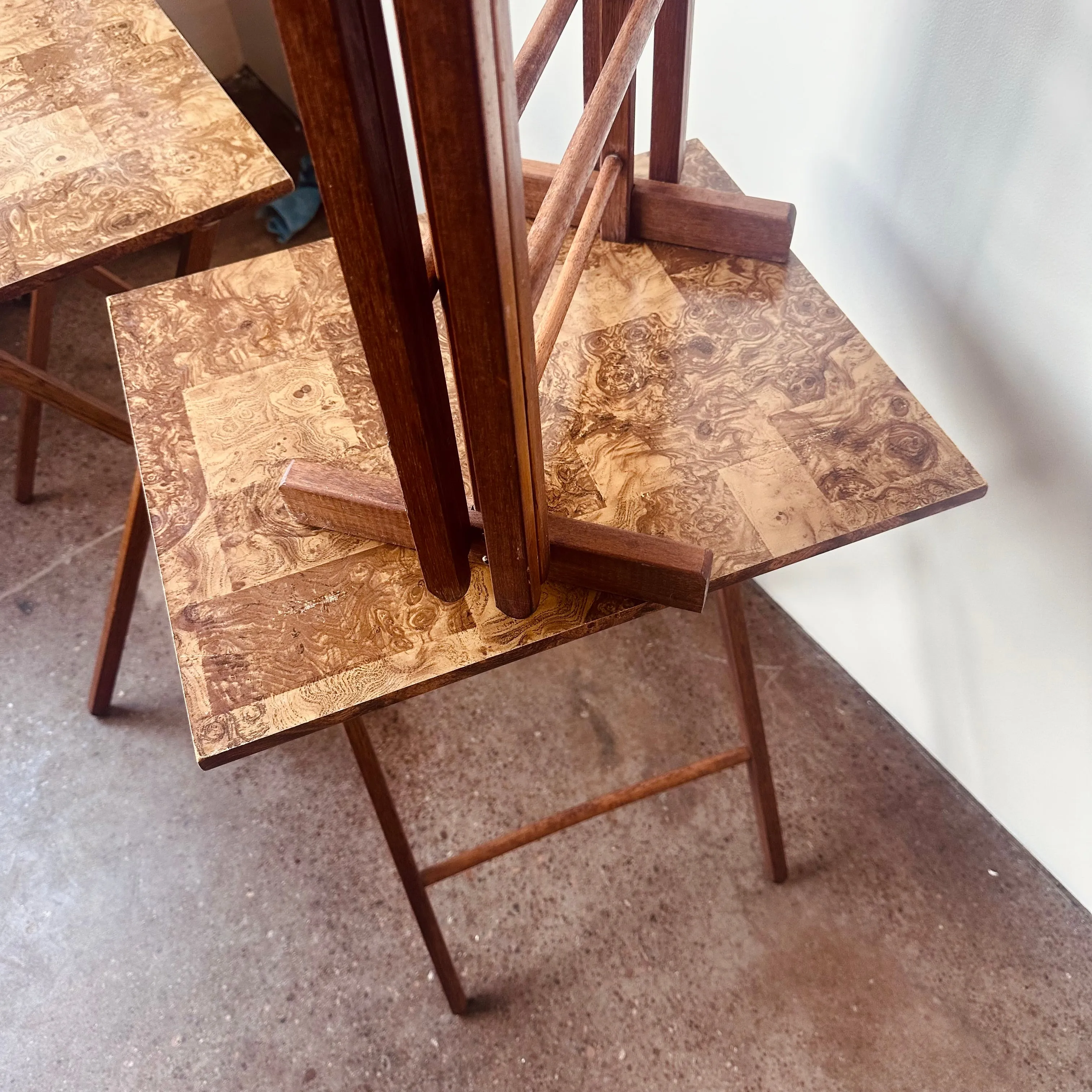 FAUX BOIS BURL WOOD FOLDING TABLES