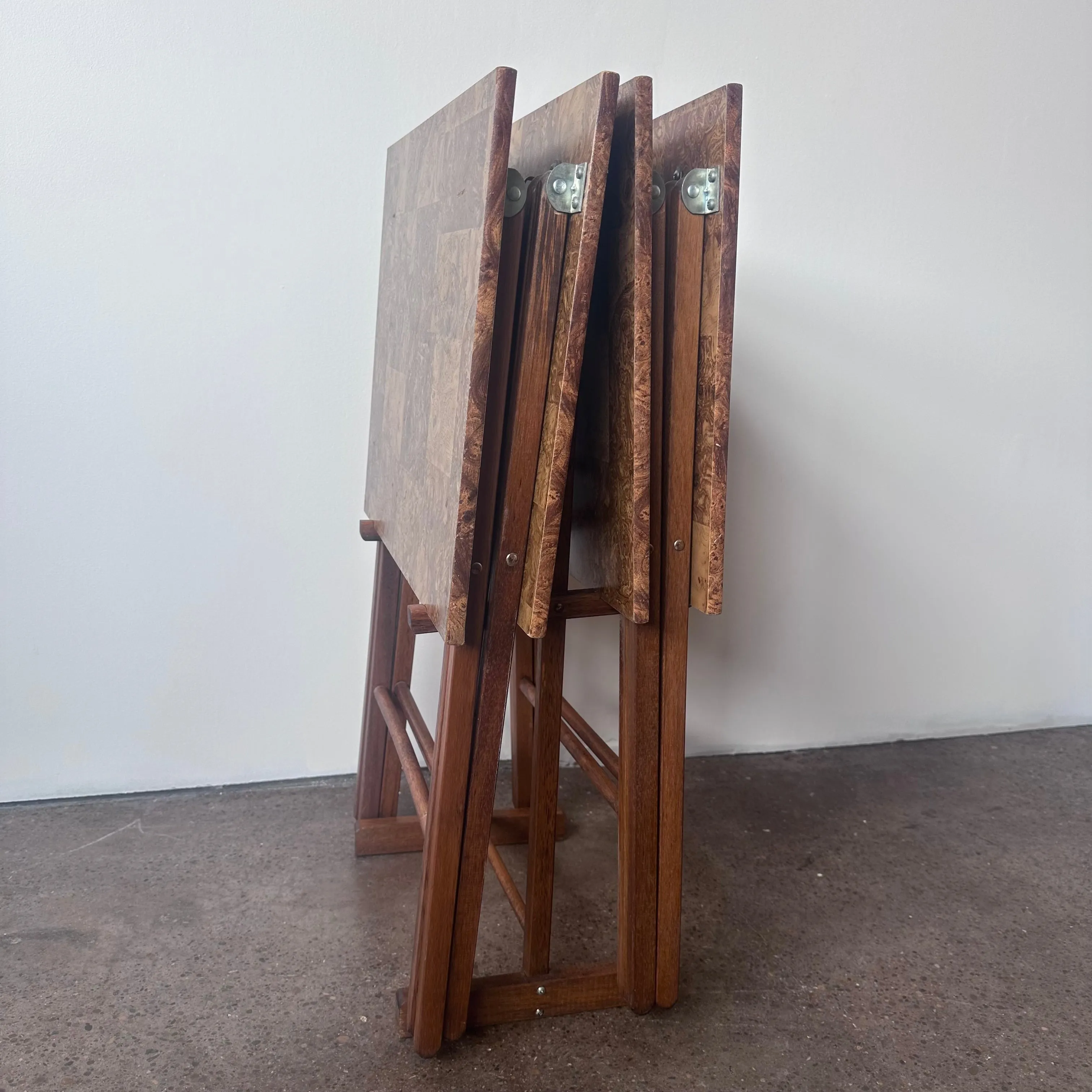 FAUX BOIS BURL WOOD FOLDING TABLES