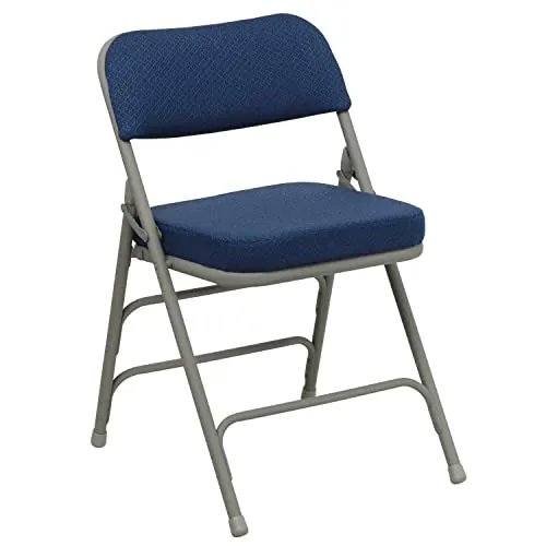 Flash Furniture 2 Pack HERCULES Series Premium Curved Triple Braced & Double Hinged Navy Fabric Metal Folding Chair