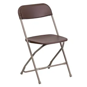 Flash Furniture Hercules Series Plastic Folding Chair - - Brown - 650LB Weight Capacity Comfortable Event Chair - Lightweight Folding Chair -