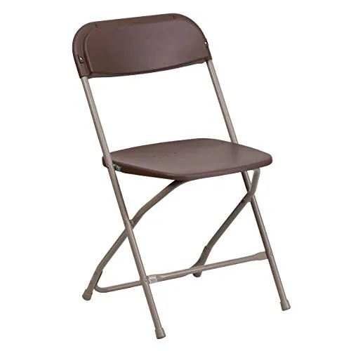 Flash Furniture Hercules Series Plastic Folding Chair - - Brown - 650LB Weight Capacity Comfortable Event Chair - Lightweight Folding Chair -