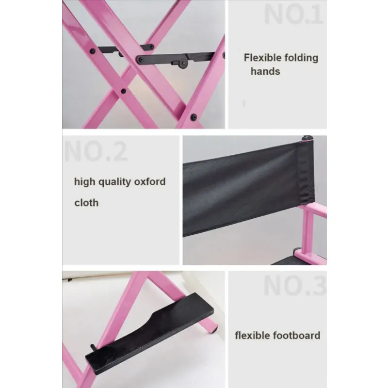 Foldable Aluminum Makeup Director Chair With Footrest And Headrest Y195