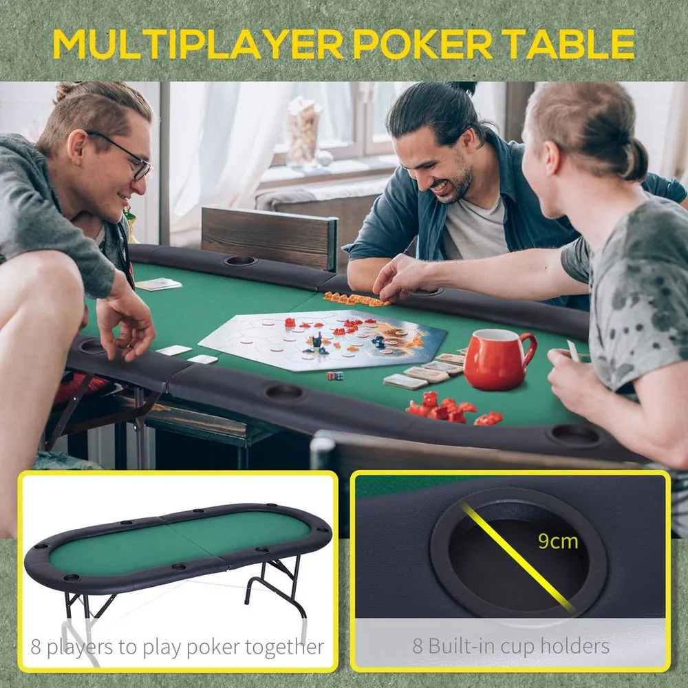 Foldable Poker Table - Green Felt 8 Player Design