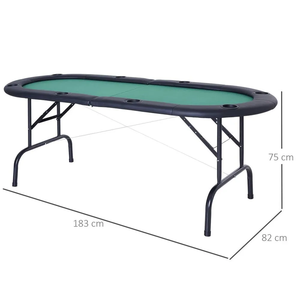 Foldable Poker Table - Green Felt 8 Player Design
