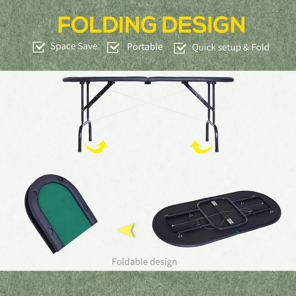 Foldable Poker Table - Green Felt 8 Player Design