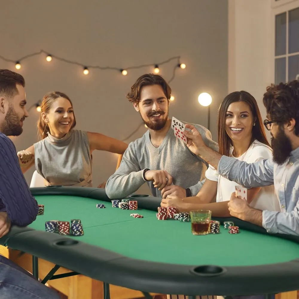 Foldable Poker Table - Green Felt 8 Player Design