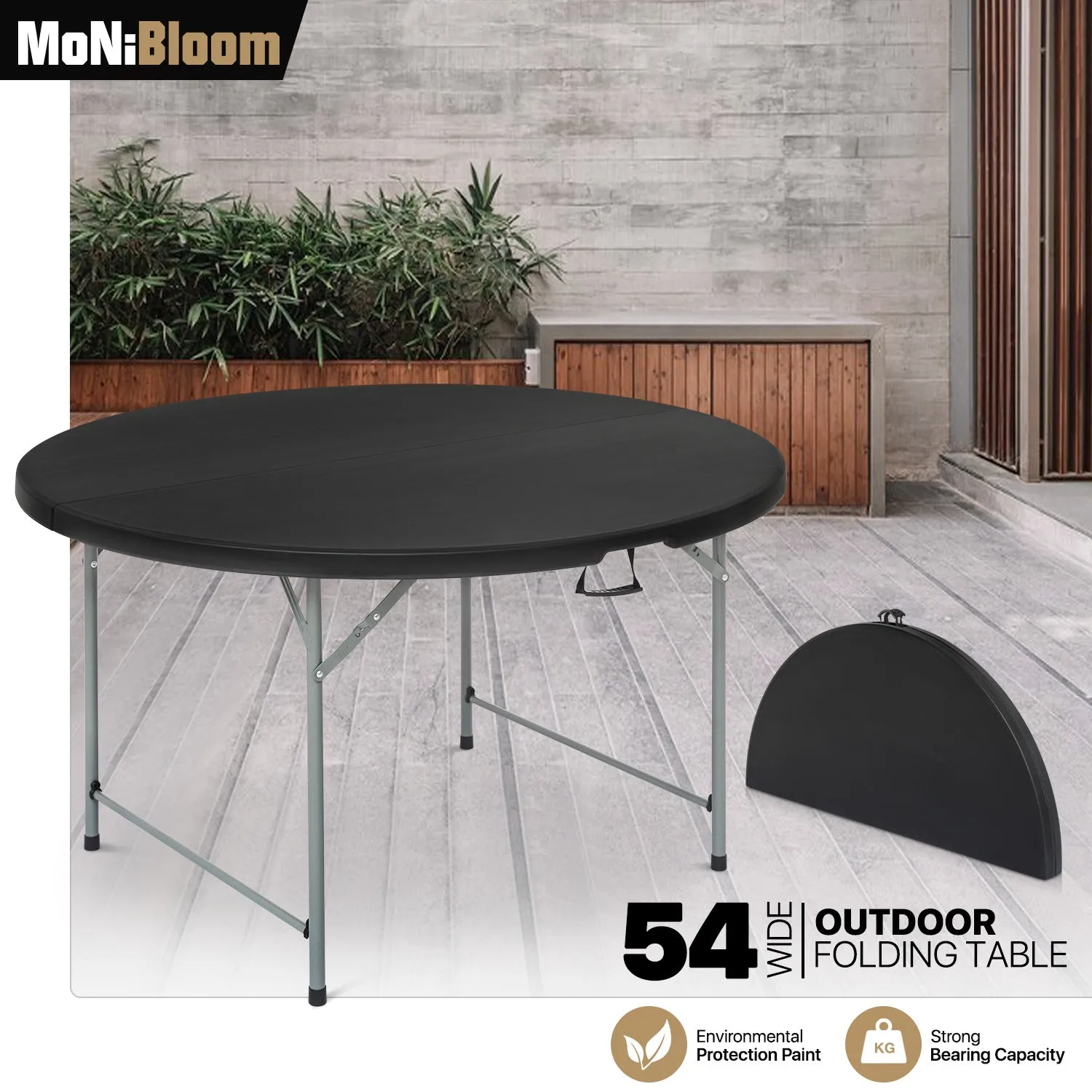 Folding Portable Round Plastic Table - Length 48"/54"/60"/66"