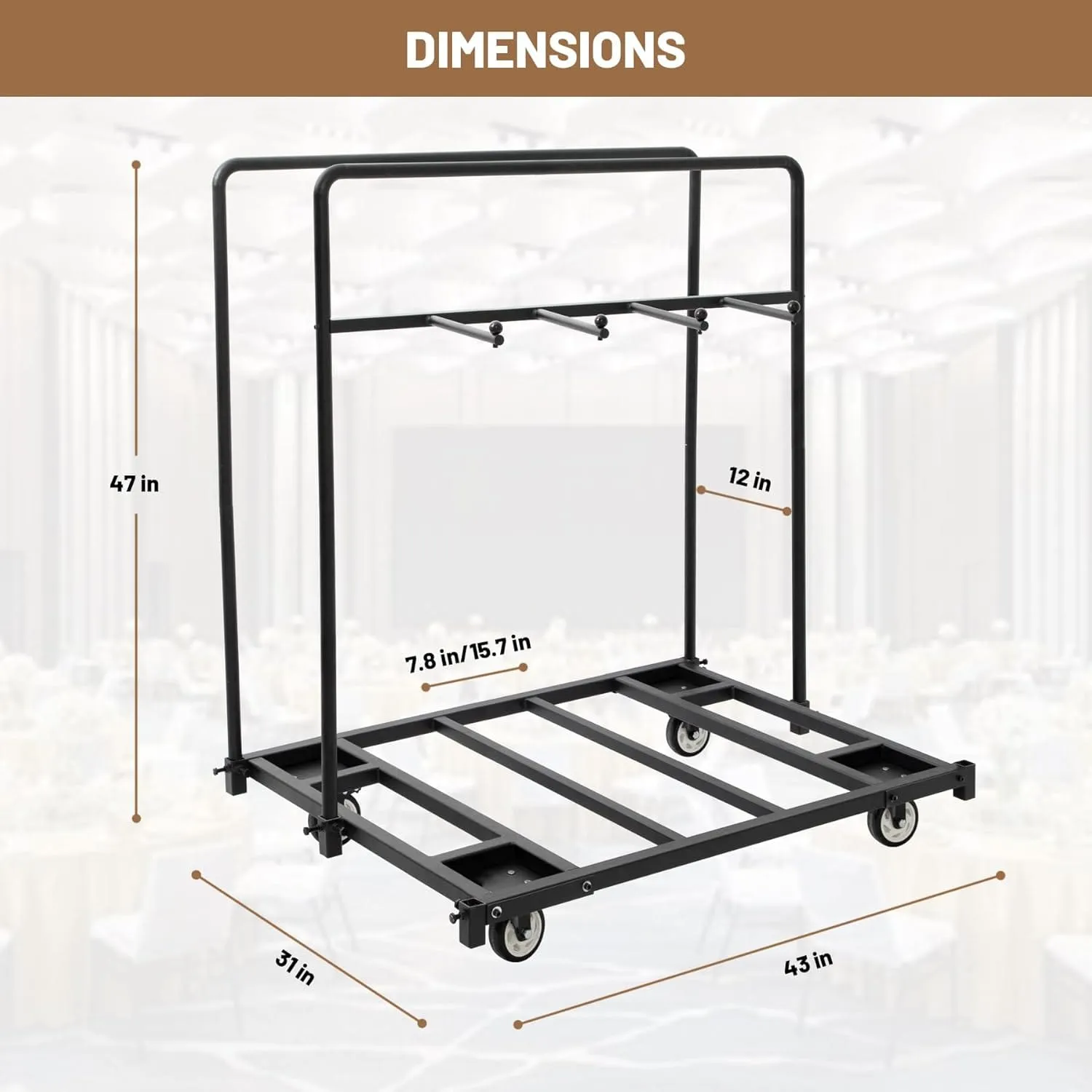 Folding Table and Chair Cart 31"D x 43"W x 47"H, 500 lbs Capacity