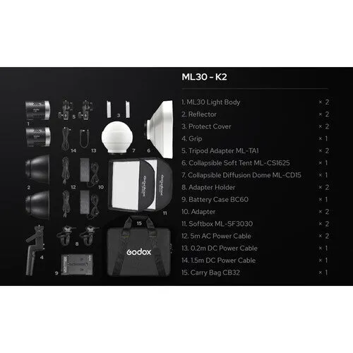 Godox Ml30 2 Head Daylight Led Light Kit