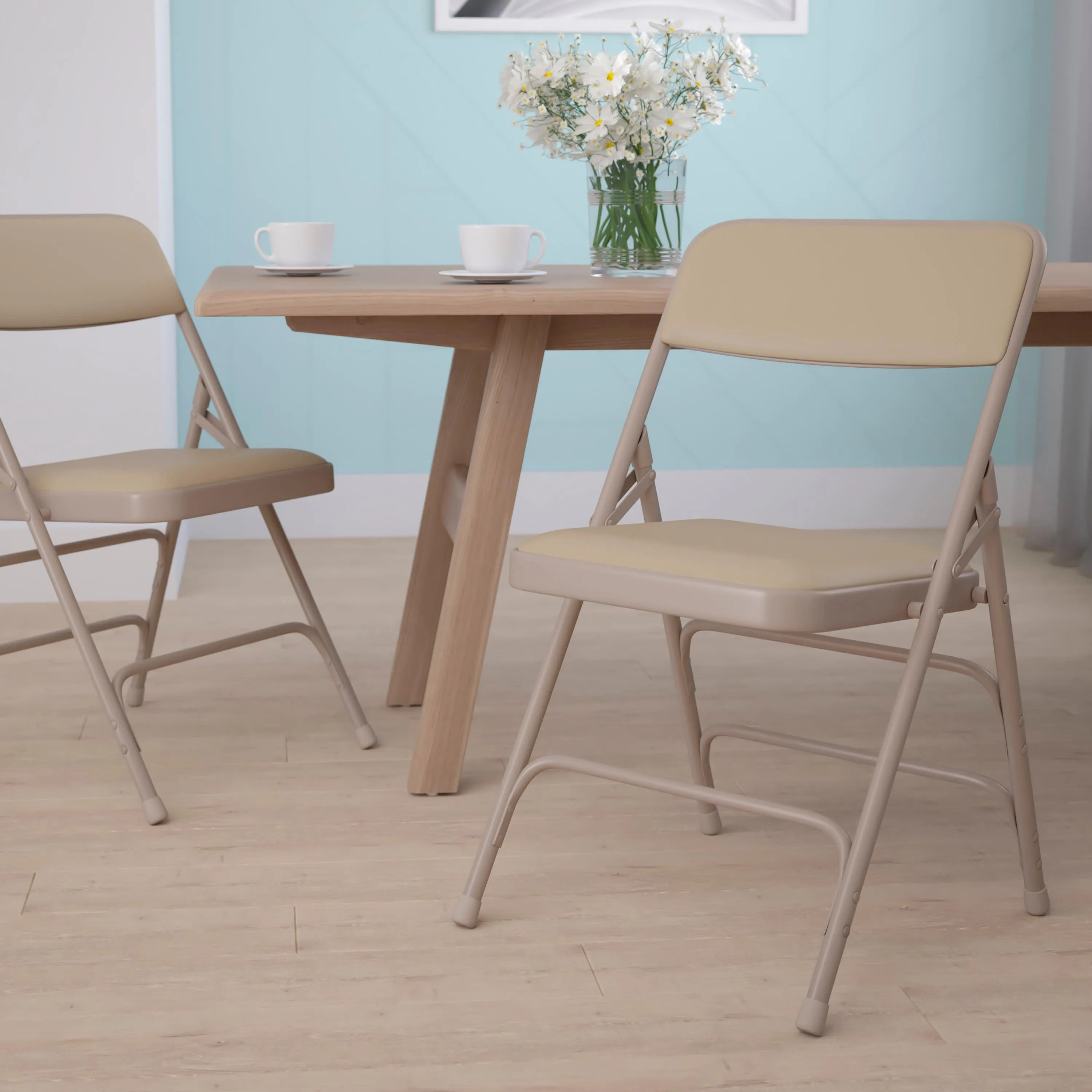 HERCULES Series Curved Triple Braced & Double Hinged Upholstered Metal Folding Chair