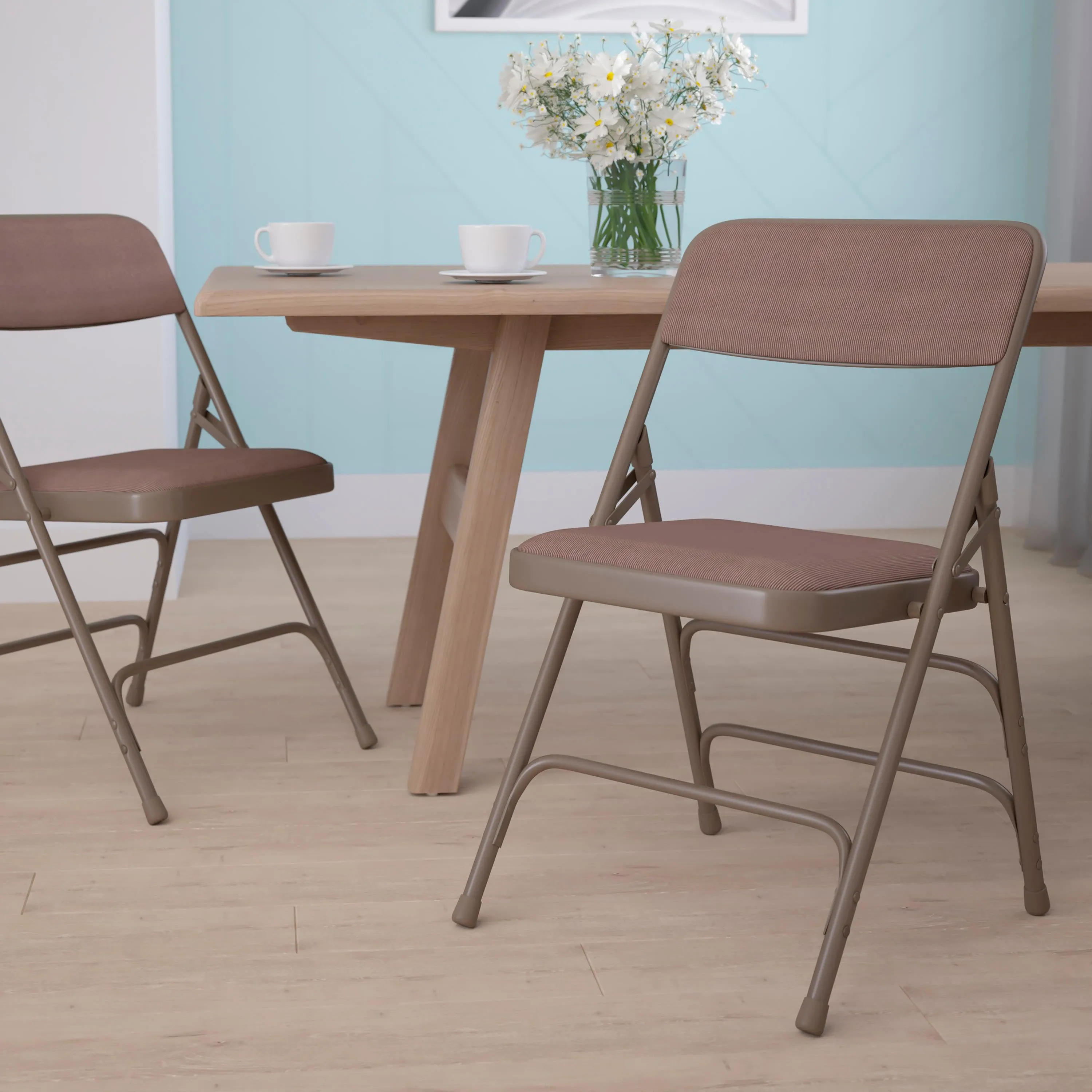 HERCULES Series Curved Triple Braced & Double Hinged Upholstered Metal Folding Chair