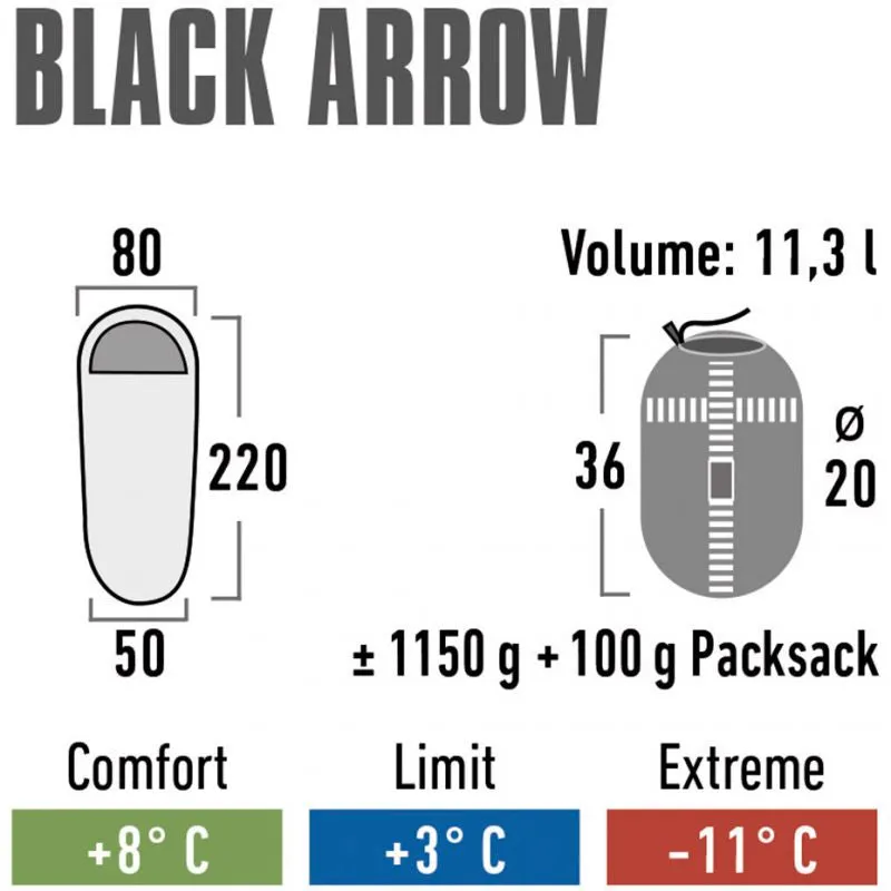 High Peak Black Arrow Sleeping Bag 220x80x50 Cm - Green/Red