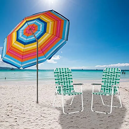 HomVent Patio Folding Web Chair Set, 2 Pack Folding Camping Chair Beach Chair, Portable Web Chair Patio Pool Beach Lawn Chair for Indoor/Outdoor (Light Green)