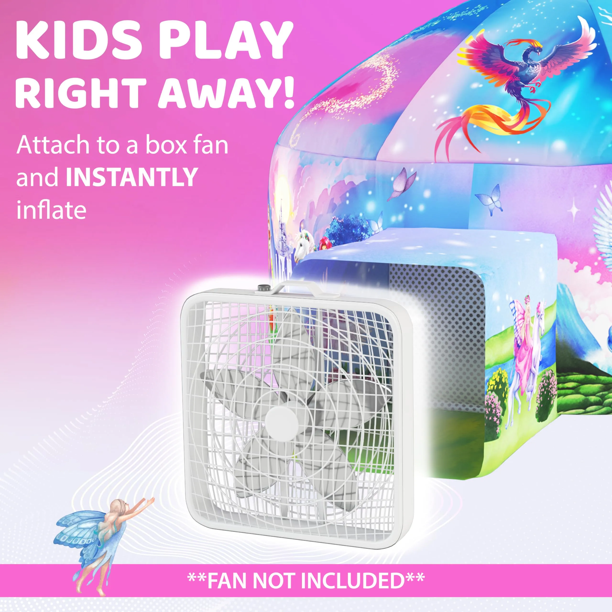 Inflatable LED Princess Castle Play Tent for Kids - 77" x 50"