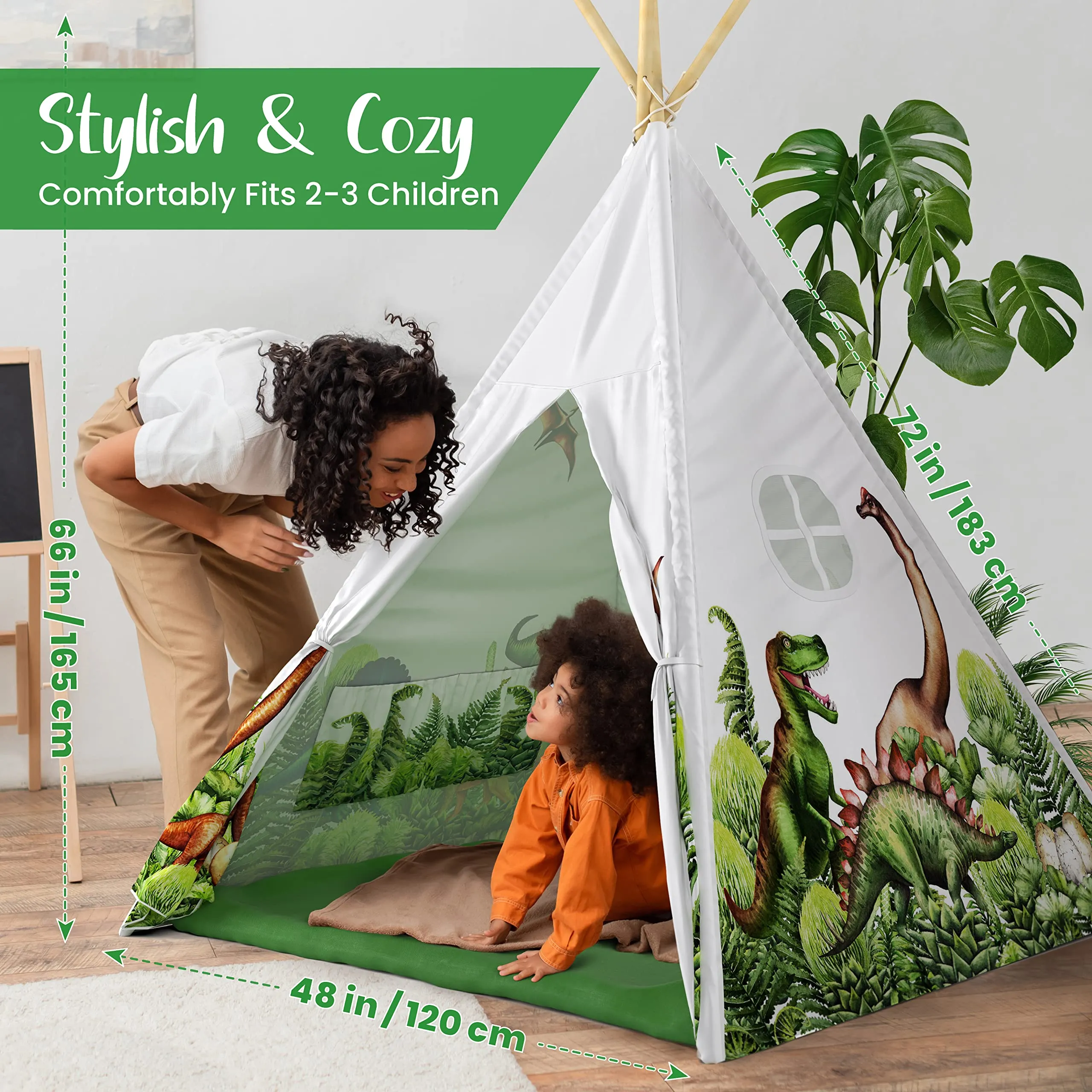 Interactive Dinosaur Teepee with LED Lights & Sound - One Size