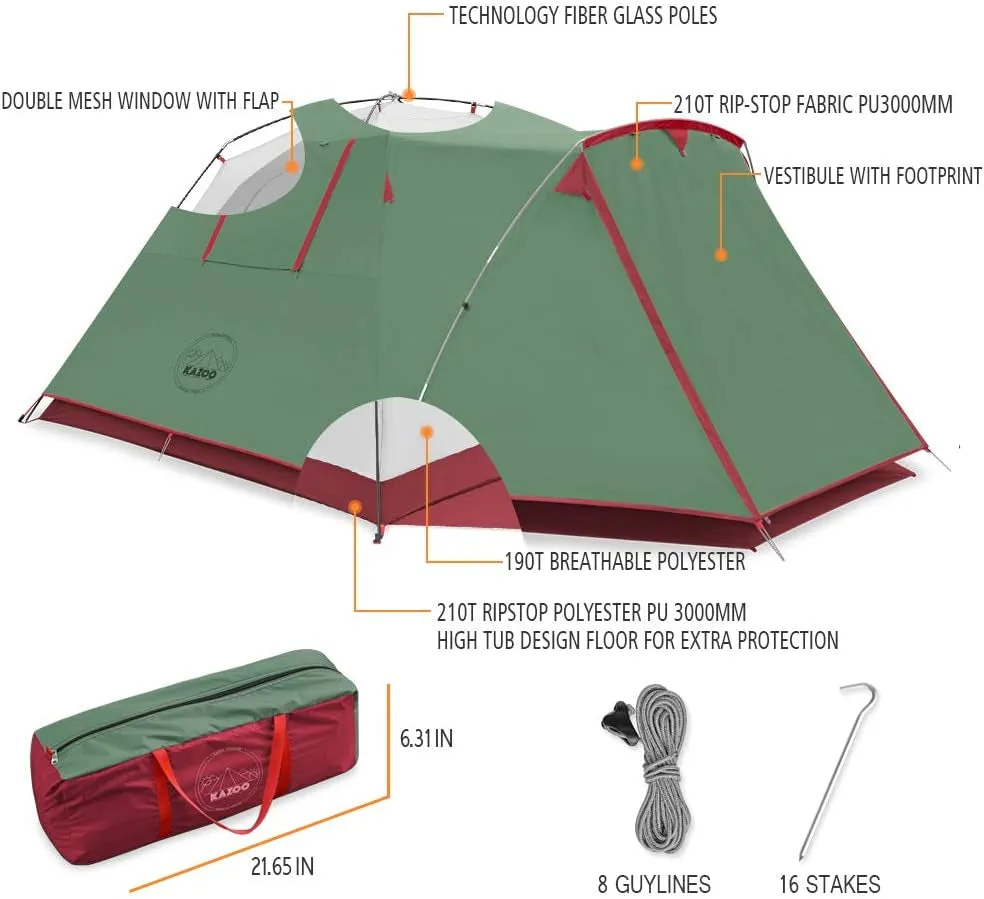 KAZOO Large 2／4 Person Camping Tent