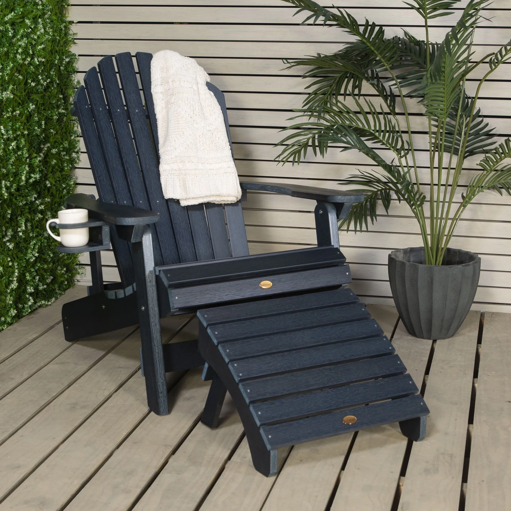 King Hamilton Adirondack Chair, Ottoman & Cup Holder