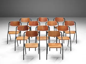 Large of Twelve Dutch Chairs with Black Tubular Frame