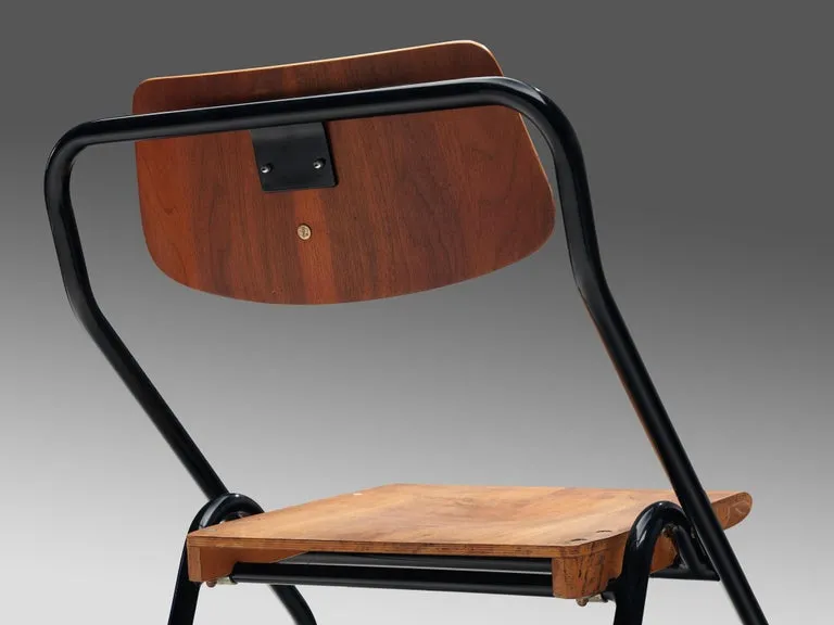 Large of Twelve Dutch Chairs with Black Tubular Frame
