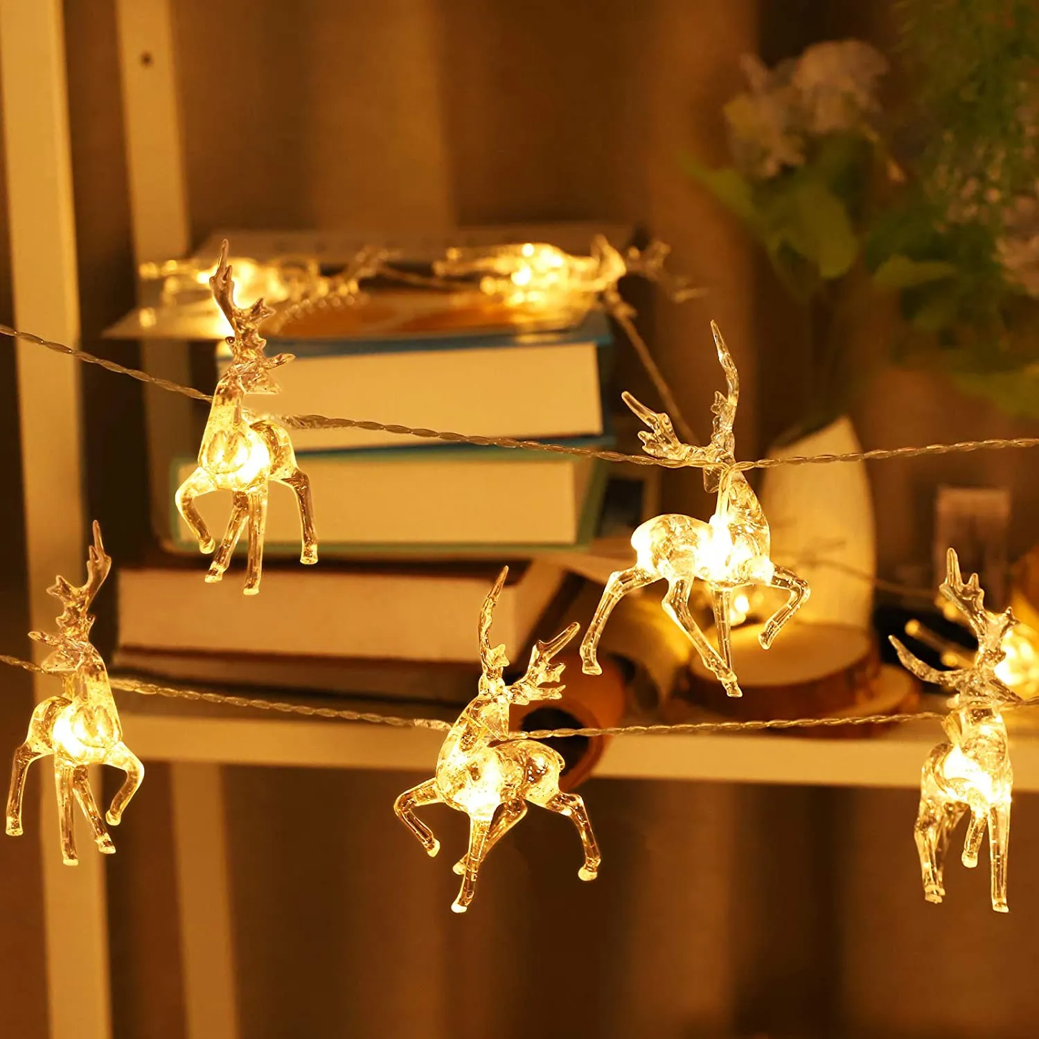 LED Warm White Christmas Lights Reindeer String Lights