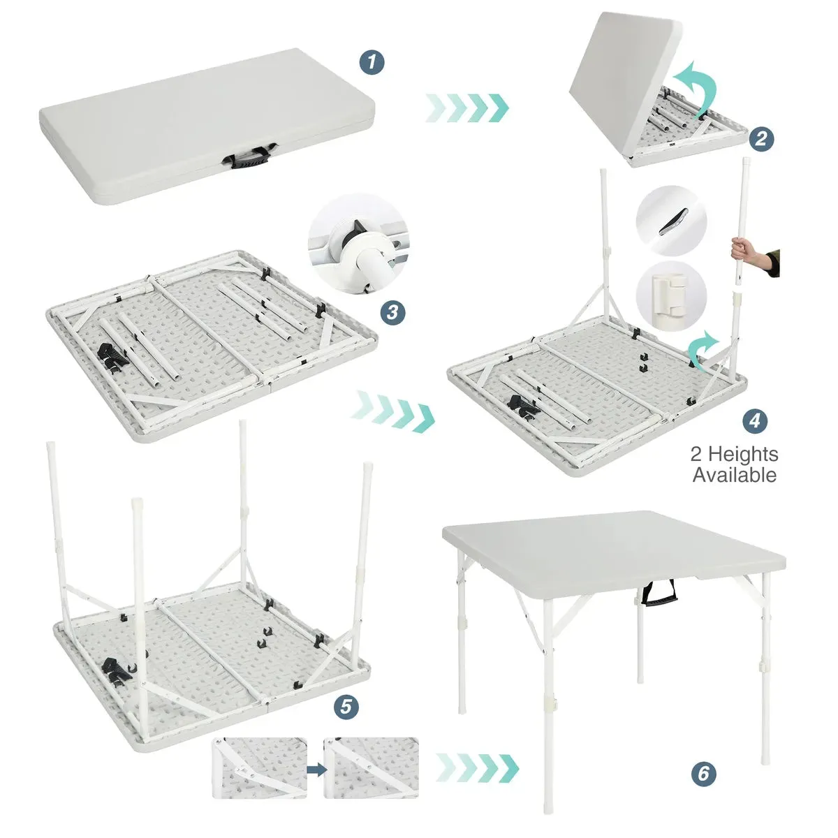 Lightweight Portable Square Card Table with Folding Legs