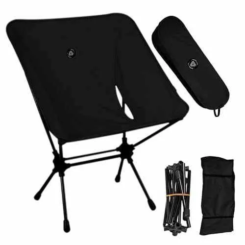 Low Back Ultralight Folding Camping Chairs With Storage Pouch - Army Green
