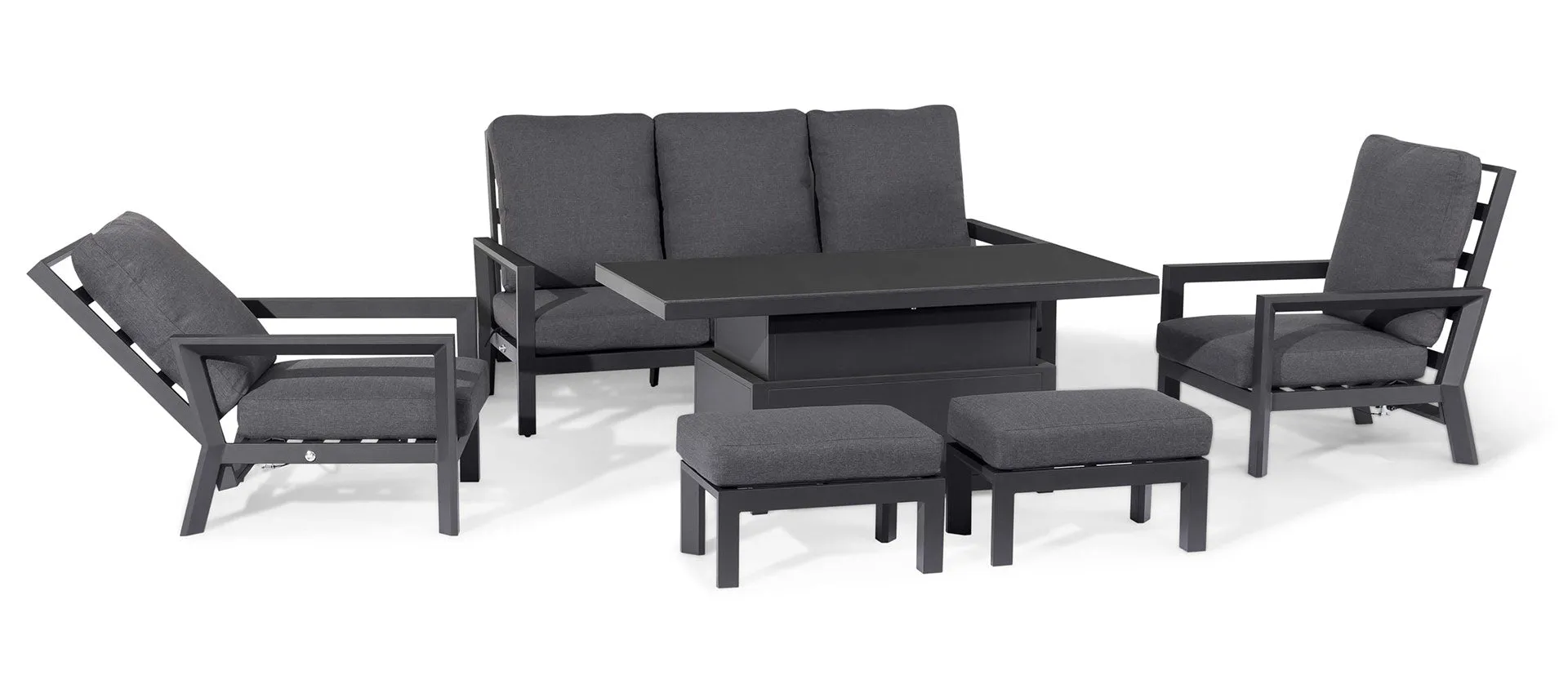 Maze Manhattan Reclining 3 Seat Sofa Set With Rising Table And Footstools