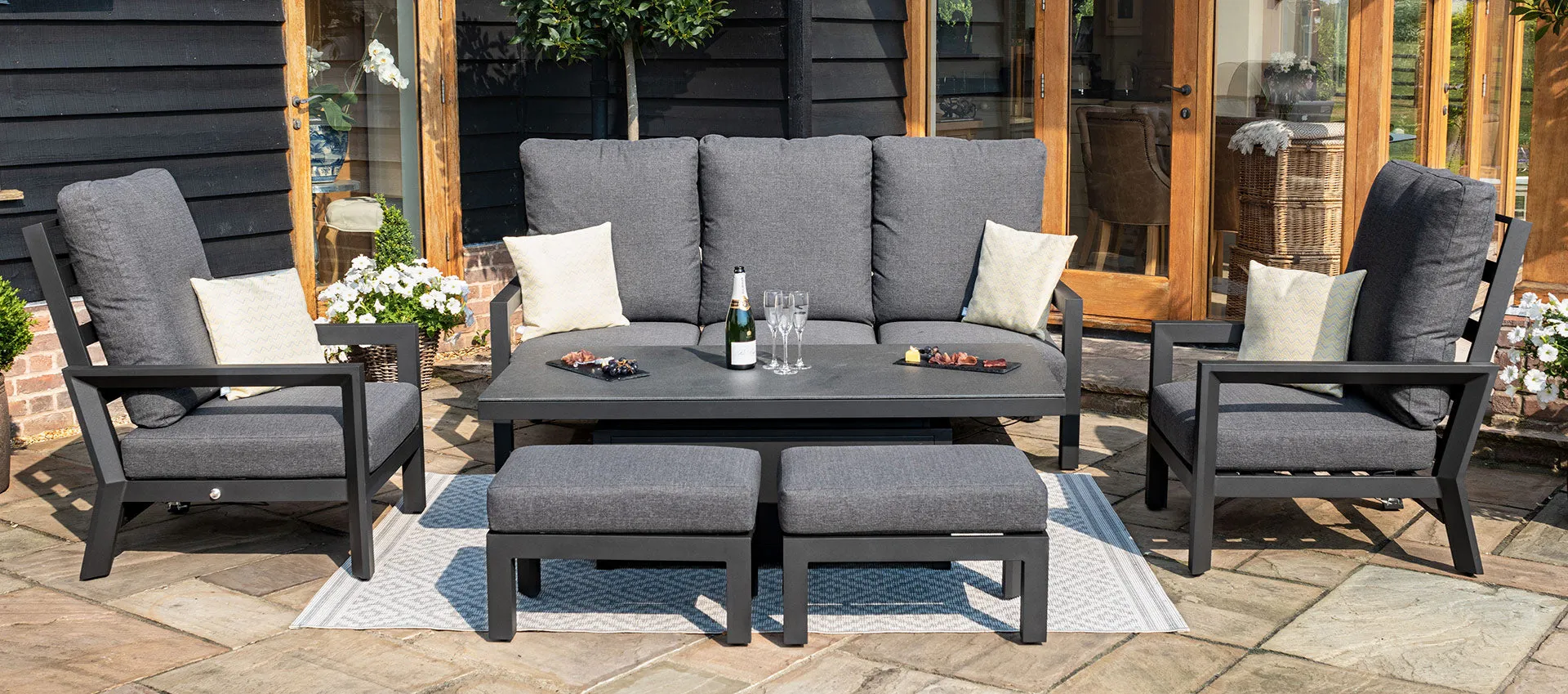 Maze Manhattan Reclining 3 Seat Sofa Set With Rising Table And Footstools