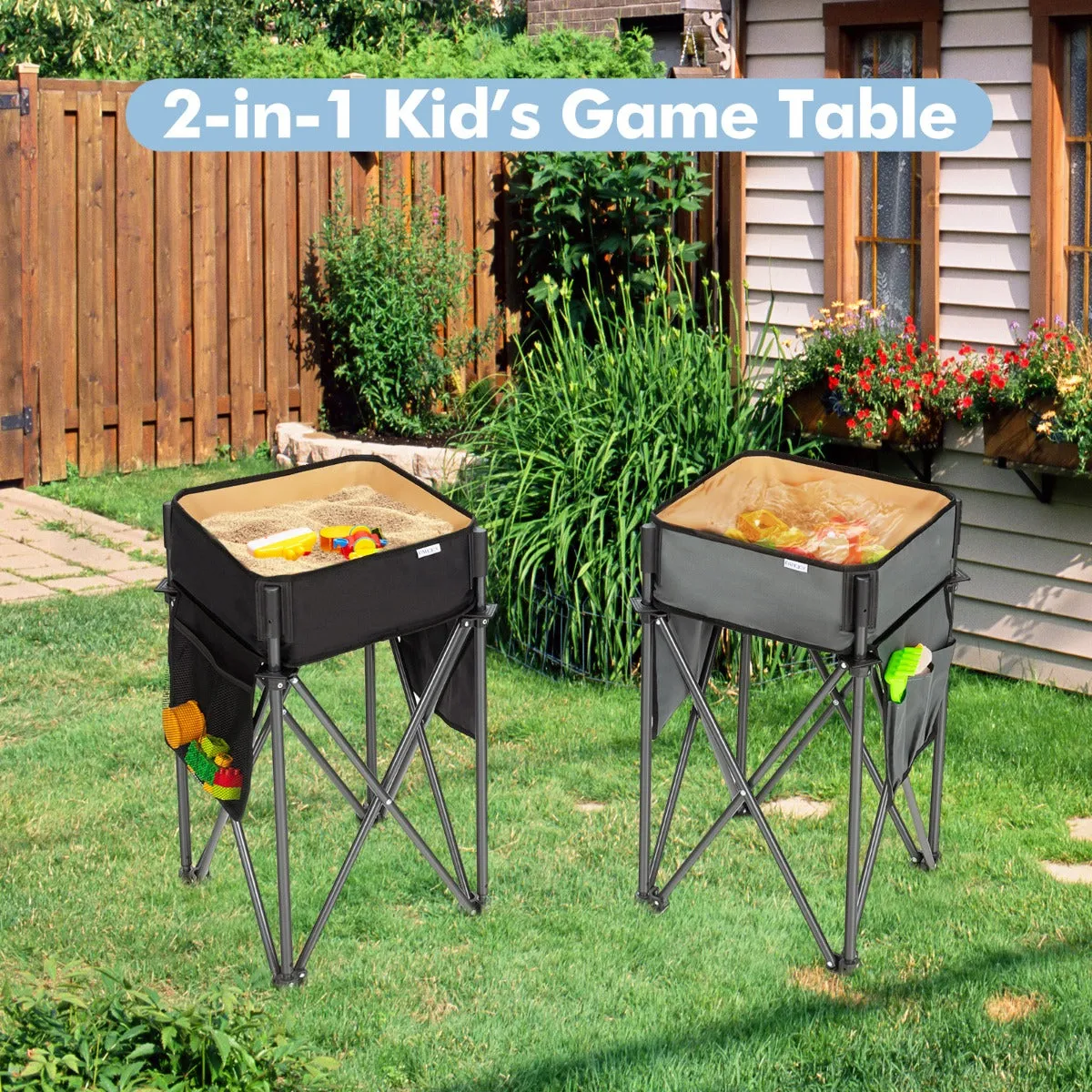 NNECW 2 PCS Folding Camping Tables with Large Capacity Storage Sink for Outdoor